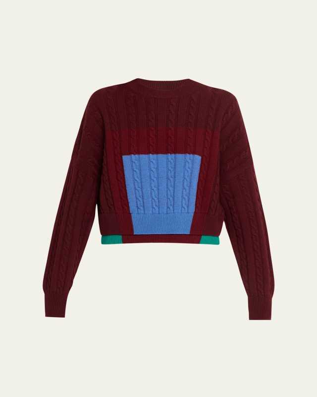 x Albers Cable Knit Crop Crewneck Sweater